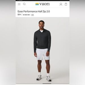 Vuori Ease Performance Half Zip Men's Dark Gray Medium Pullover EUC like new